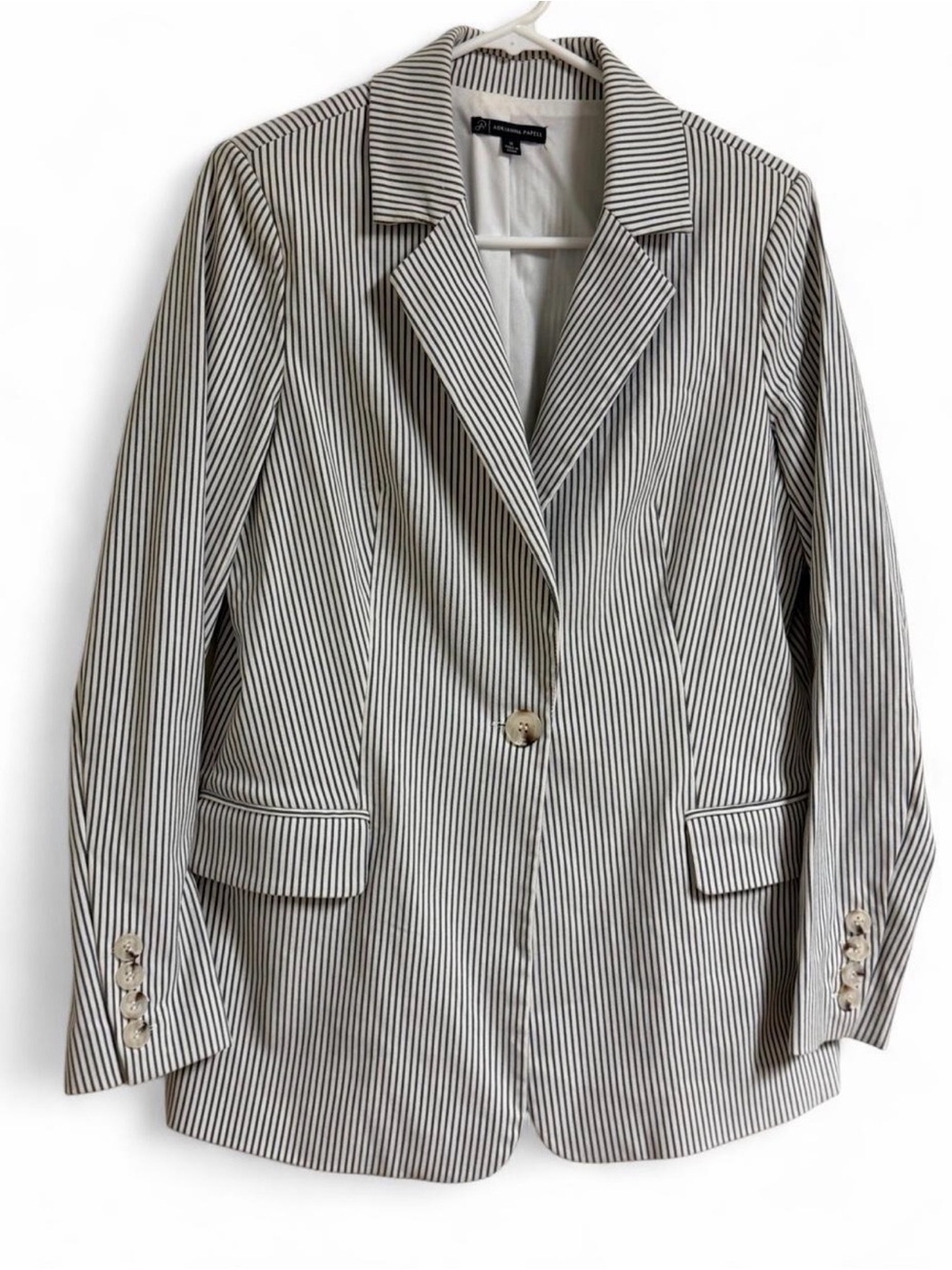 Adrianna Papell Black and White Pinstripe Blazer